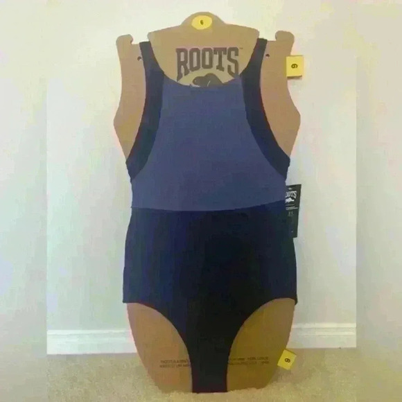 Roots Women's Swimsuit one piece Navy Blue Two Toned size 8 - Picture 6 of 6